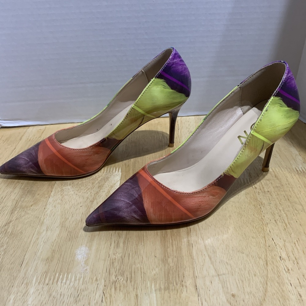 YDN Women's Chic Pointed Closed Toe Mid Heel Pumps Slip on Stiletto Slide 9